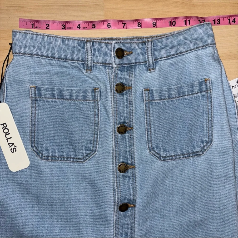 ROLLA'S Sailor Denim Midi Skirt NWT Vintage Blue High Rise Size 24